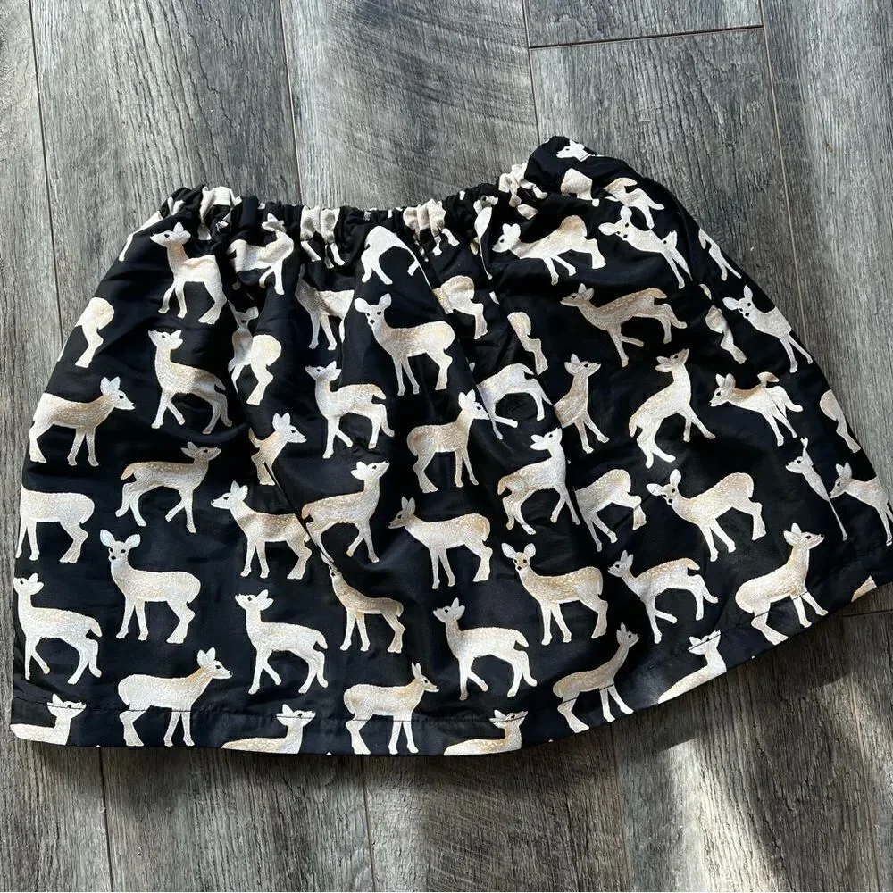 NWT Gymboree Girls Metallic Jacquard Deer Skirt Black Gold Holiday Girls XL 14